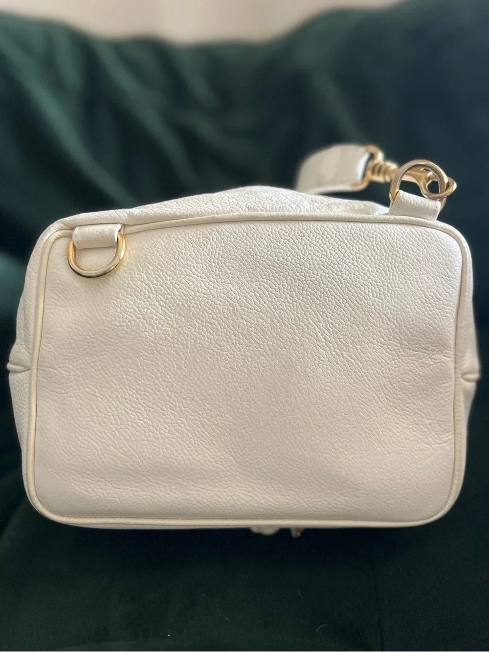 Vintage CHANEL Timeless Drawstring Sling Crossbody Backpack Caviar Medium White